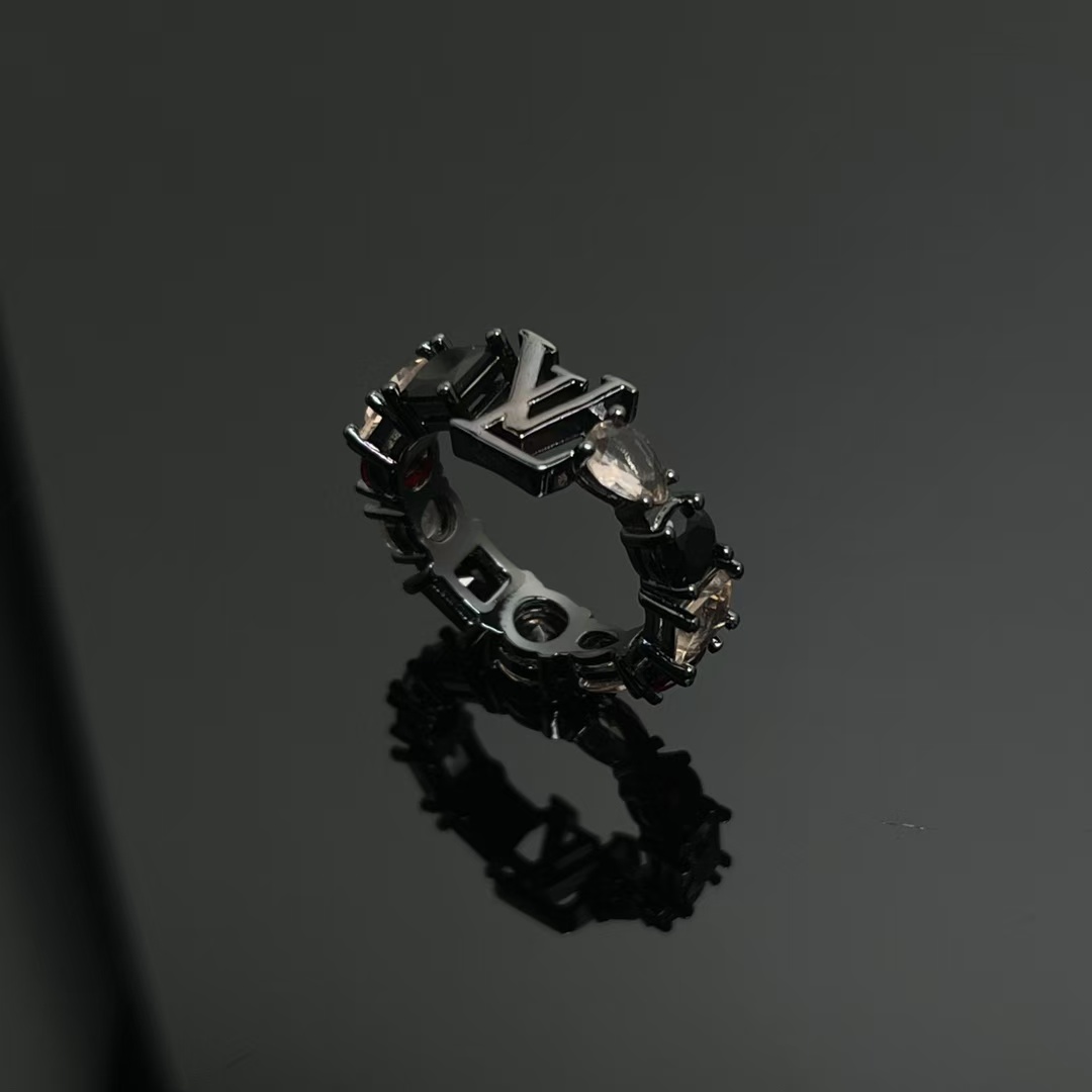 Louis Vuitton Unisex Wide Band Black Ring - Original Replica Club