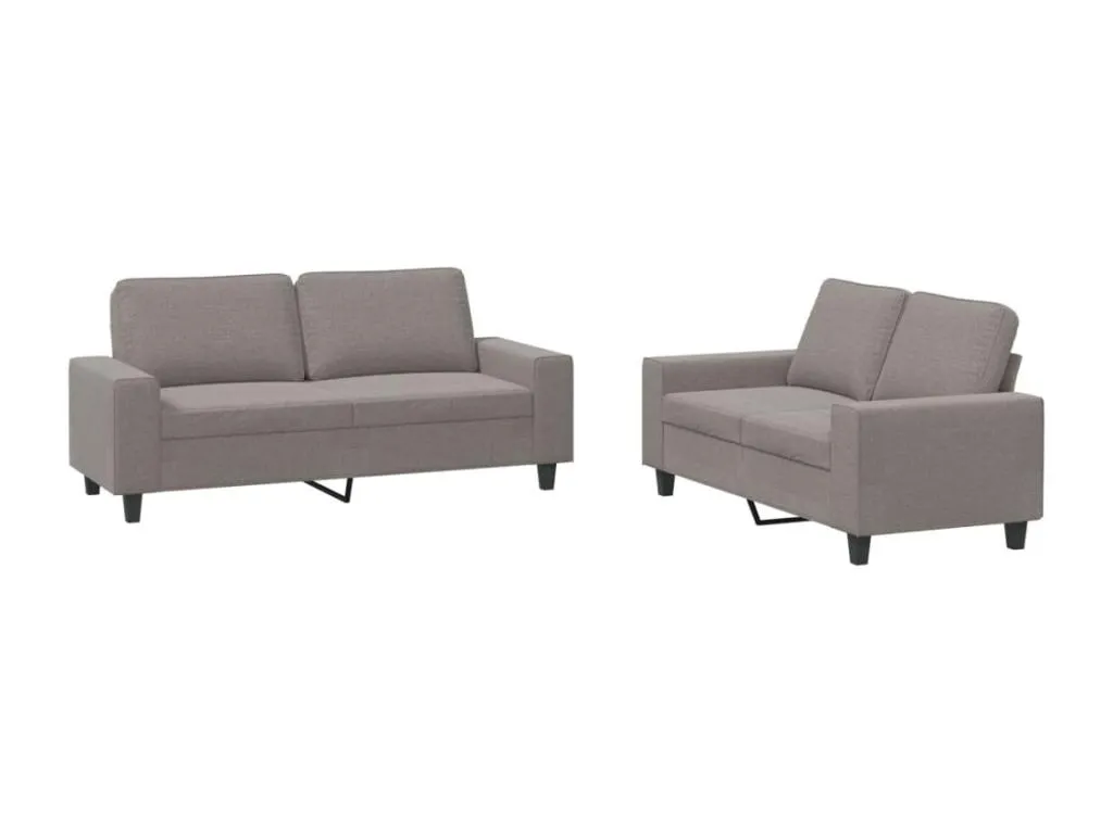 Juego de sofás de 2 piezas tapizado en tela gris topo TU2039078