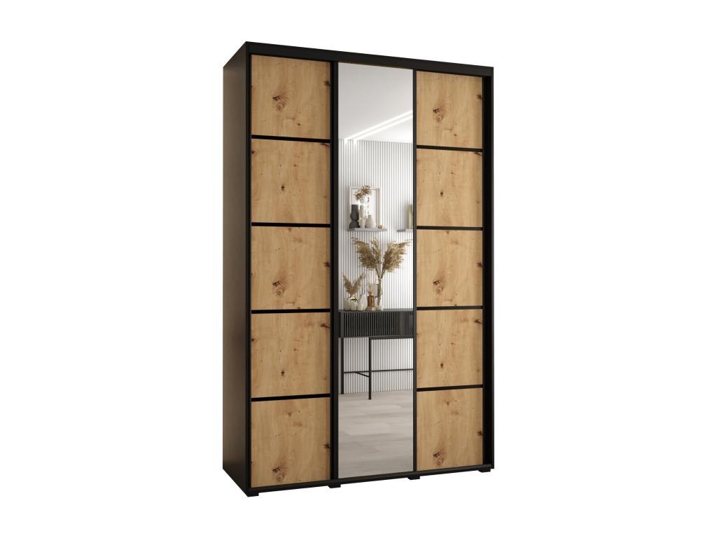 ARMARIO DAVOS 5 DE PUERTAS CORREDERAS 235,2/160/60 3 puertas (Negro/Artisan/Negro)
