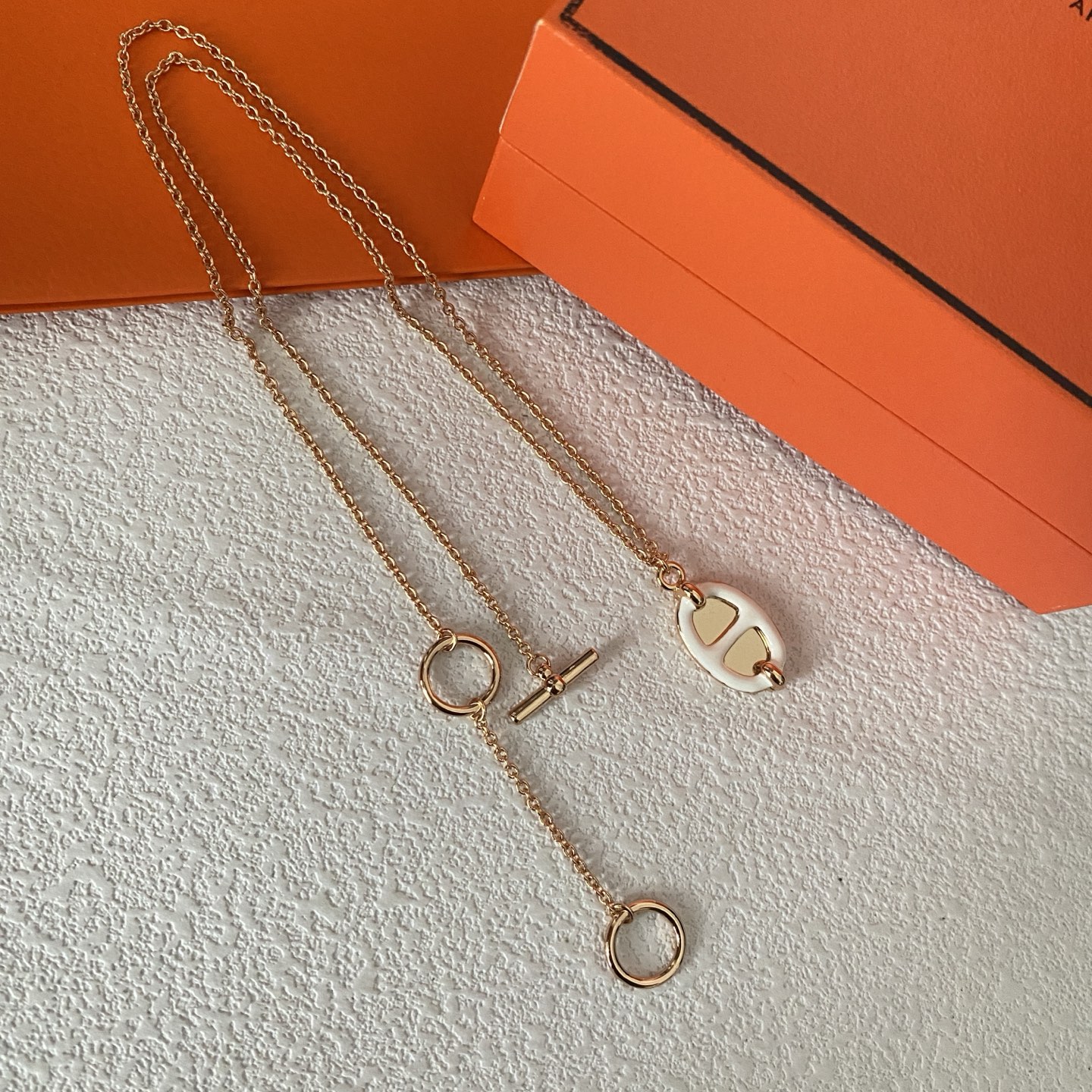 Hermes White Enamel Pig Nose Pendant Necklace - Original Replica Club