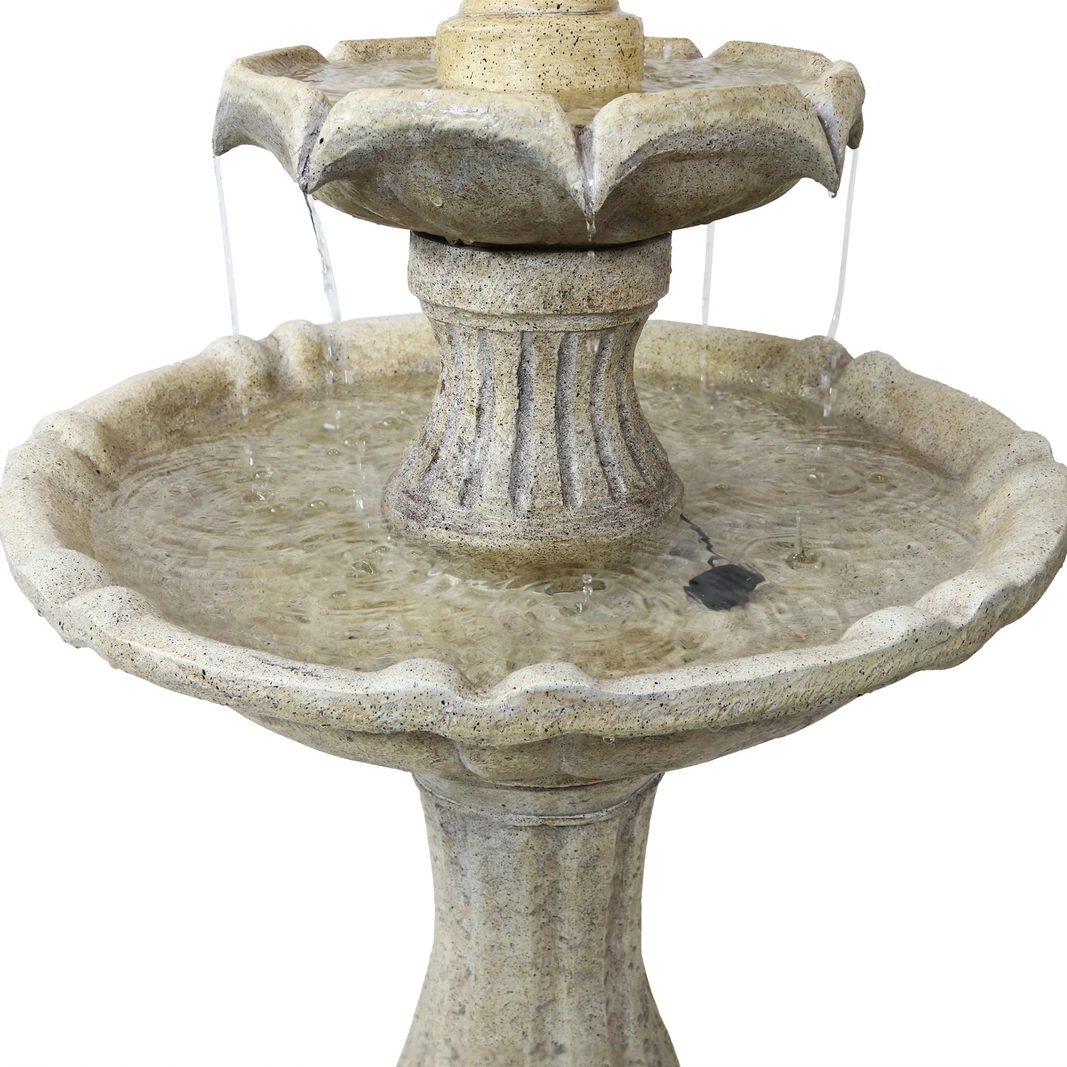 Sunnydaze 45" 2-Tier Arcade Solar Outdoor Water Fountain with LED - Earth - Image 11