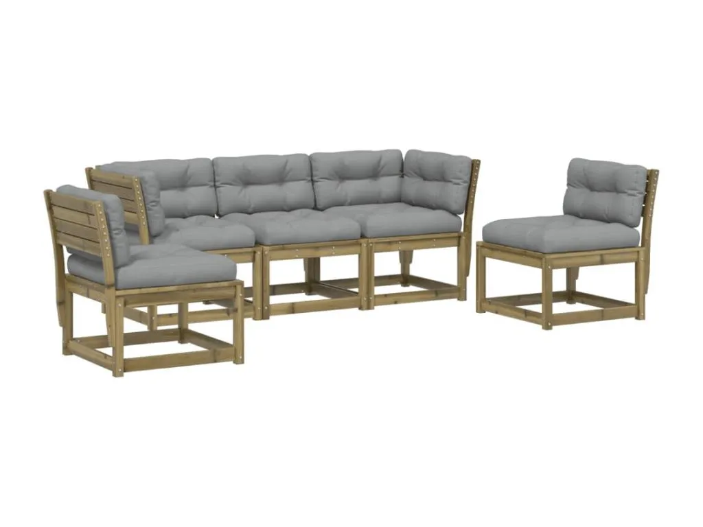Set de sofás jardín 5 pzas con cojines Homepleno impregnada Marrón 97176syhq