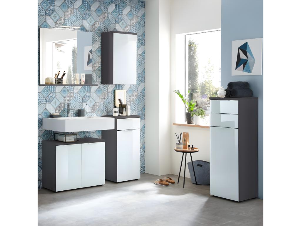 Armario base para baño Nestleano blanco y grafito