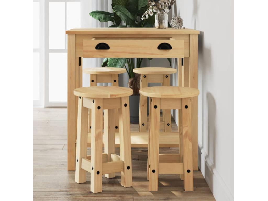 Set de bar 5 piezas madera maciza de pino