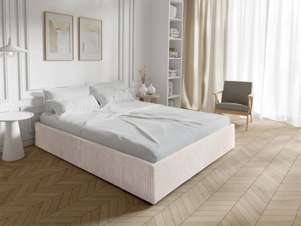 Canapé abatible de 140 x 190 cm de pana - Crema - PONTOS de YSMEE