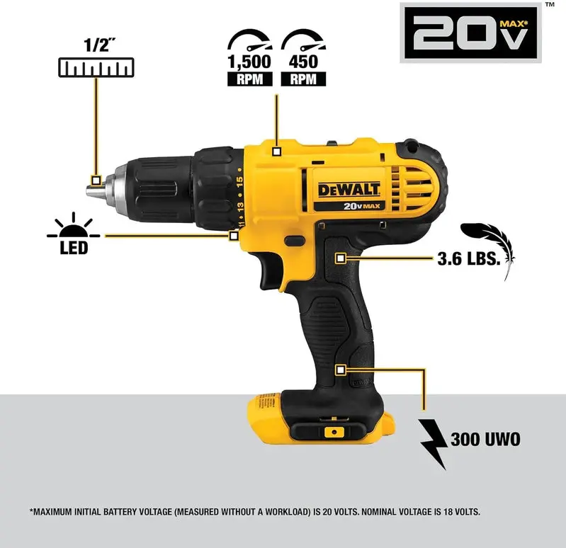20V MAX Cordless Drill And Impact Driver Combo Kit With 2 Batteries And Fast-Charging Station - DCD771 - Image 4 20V MAX Cordless Drill And Impact Driver Combo Kit With 2 Batteries And Fast-Charging Station - DCD771 - Image 4