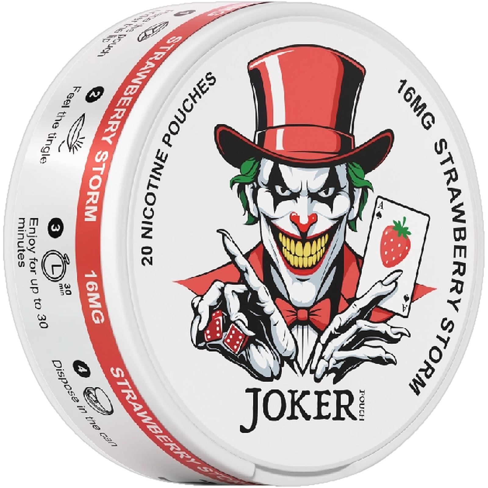 Joker Strawberry Storm 16mg nicotine pouches (side)