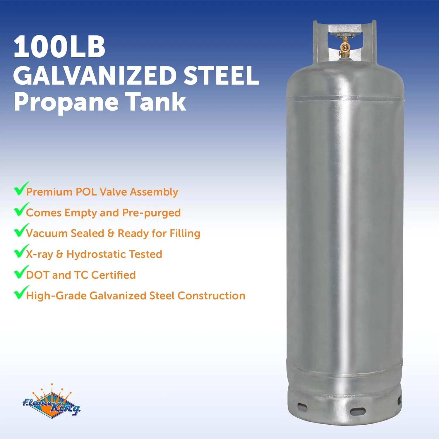 100Lb Steel Propane Tank Cylinder with Pol Valve - valve108270_163892