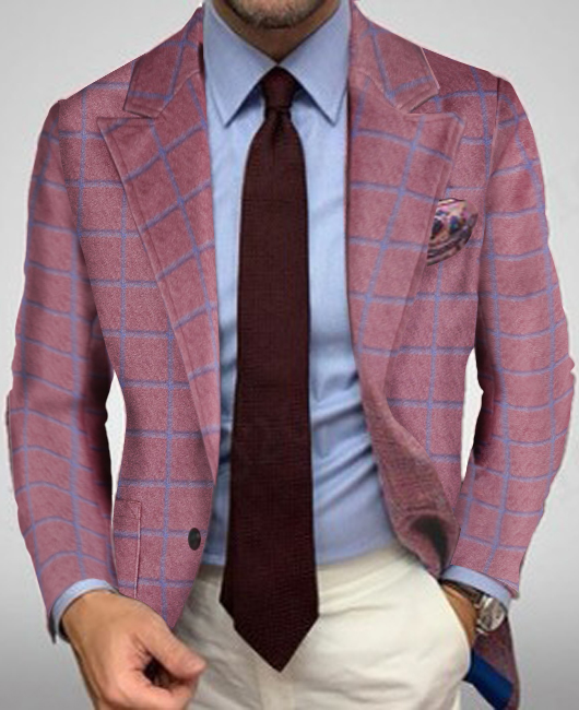 Lapel Collar Plaid Single Breasted Blazer