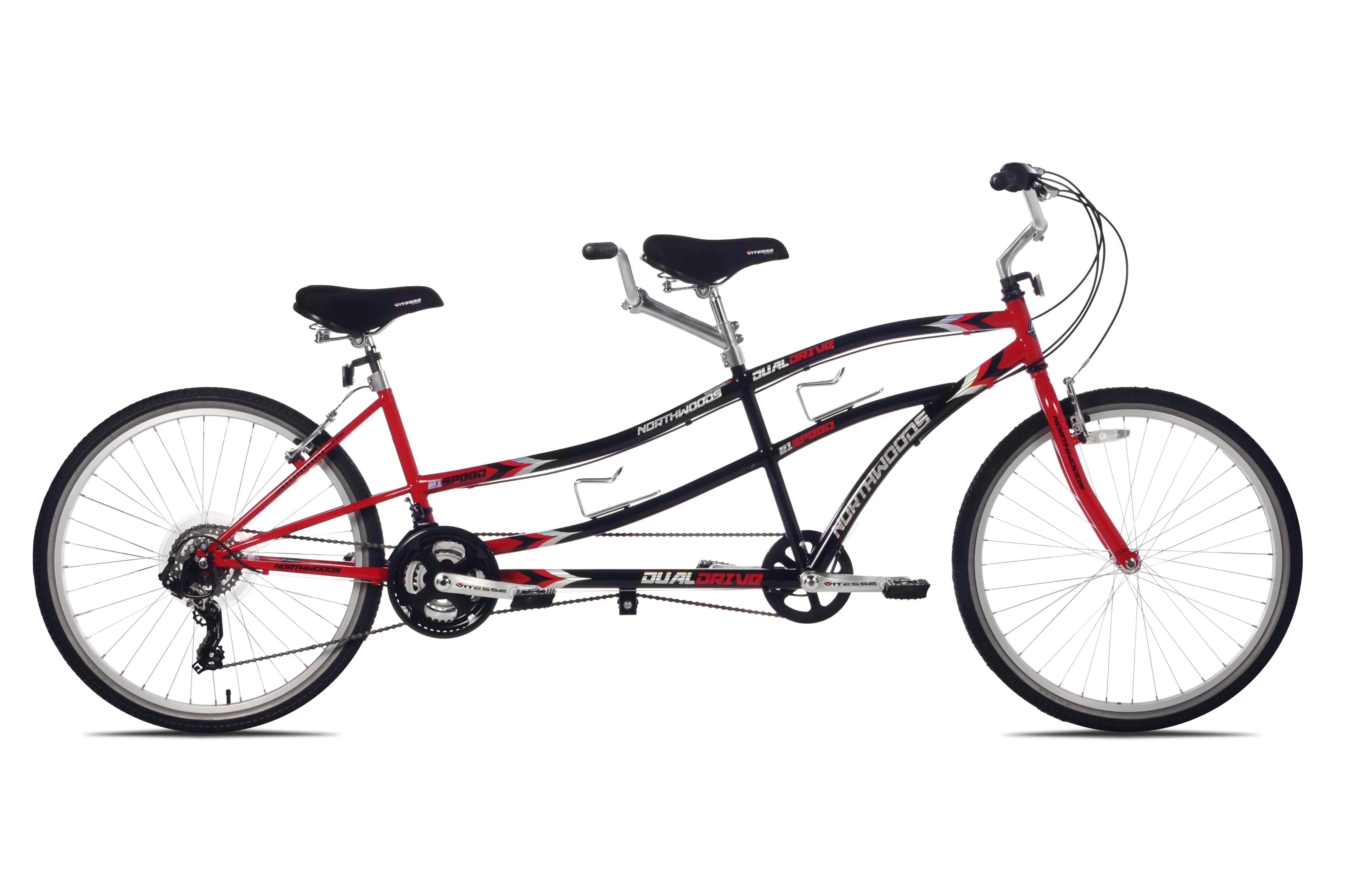 Northwoods 26in 21-Speed Dual Drive Tandem Adult Bike - Red/Black - Image 2 Northwoods 26in 21-Speed Dual Drive Tandem Adult Bike - Red/Black - Image 2