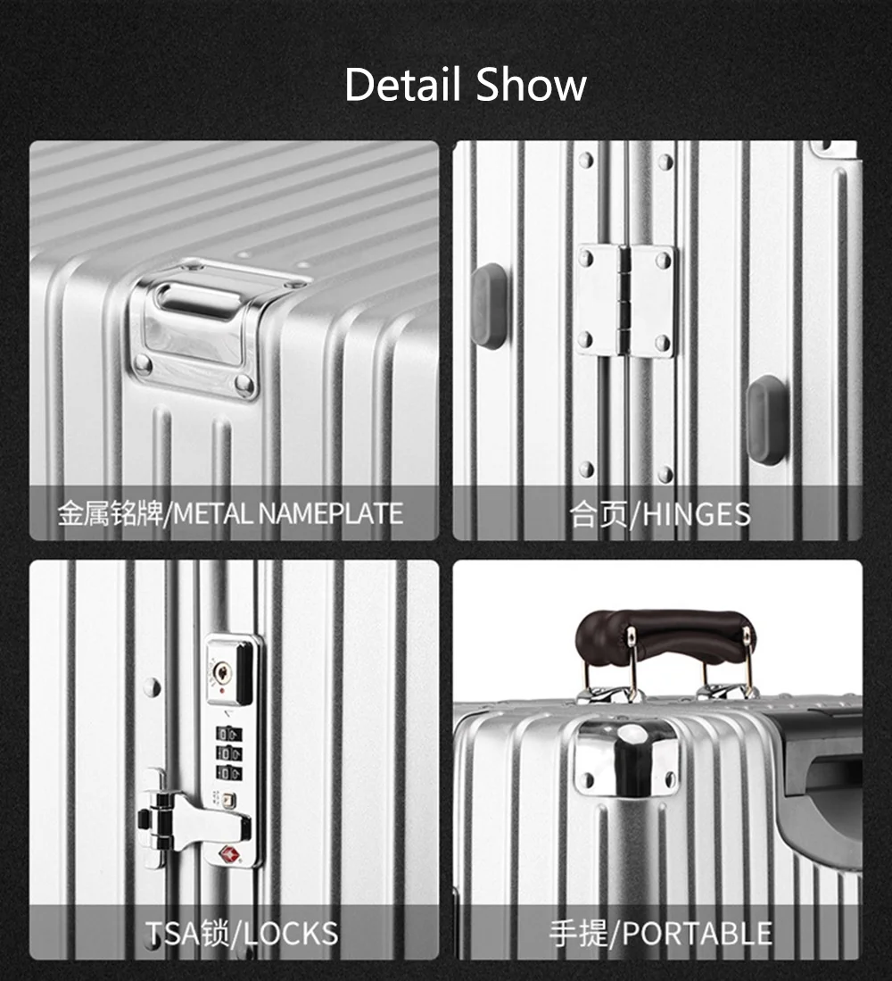 All Aluminum Magnesium Carry on Luggage Airline Approved, Hardside Carry on Suitcase with TSA Lock, Zipperless Luggage Checked Luggage Metal Rolling Luggage for Travel, Business - Image 19