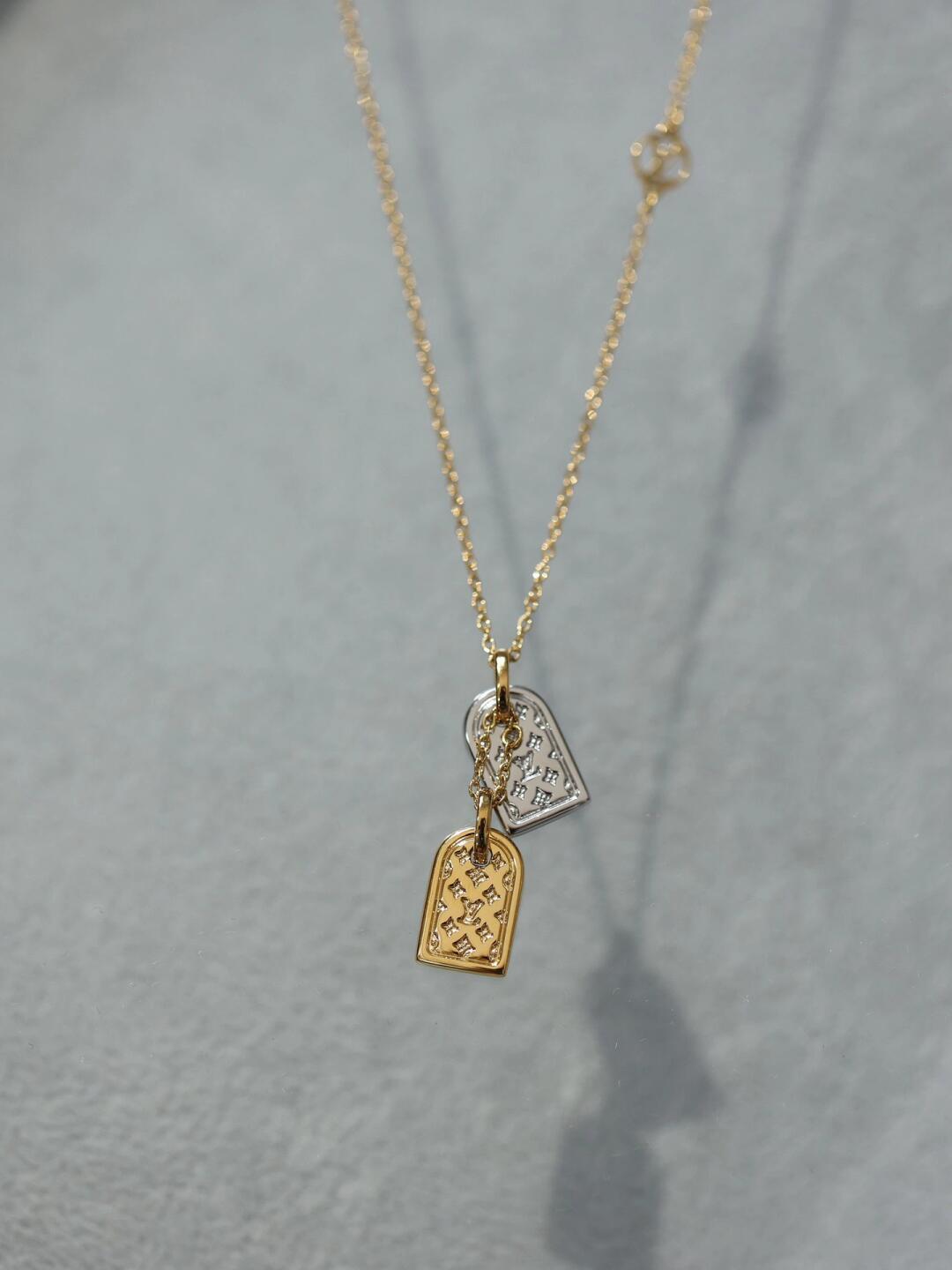 Louis Vuitton Gold and Silver Tags Pendant Necklace - Original Replica Club