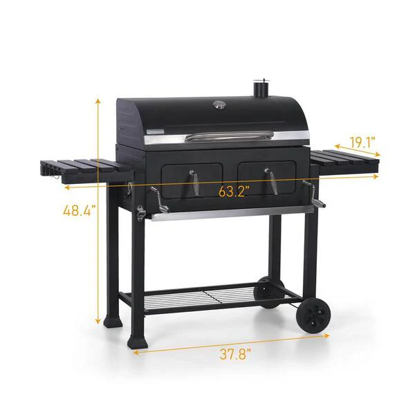 Heavy-duty Outdoor Barrel Charcoal Grill in Black - Image 9