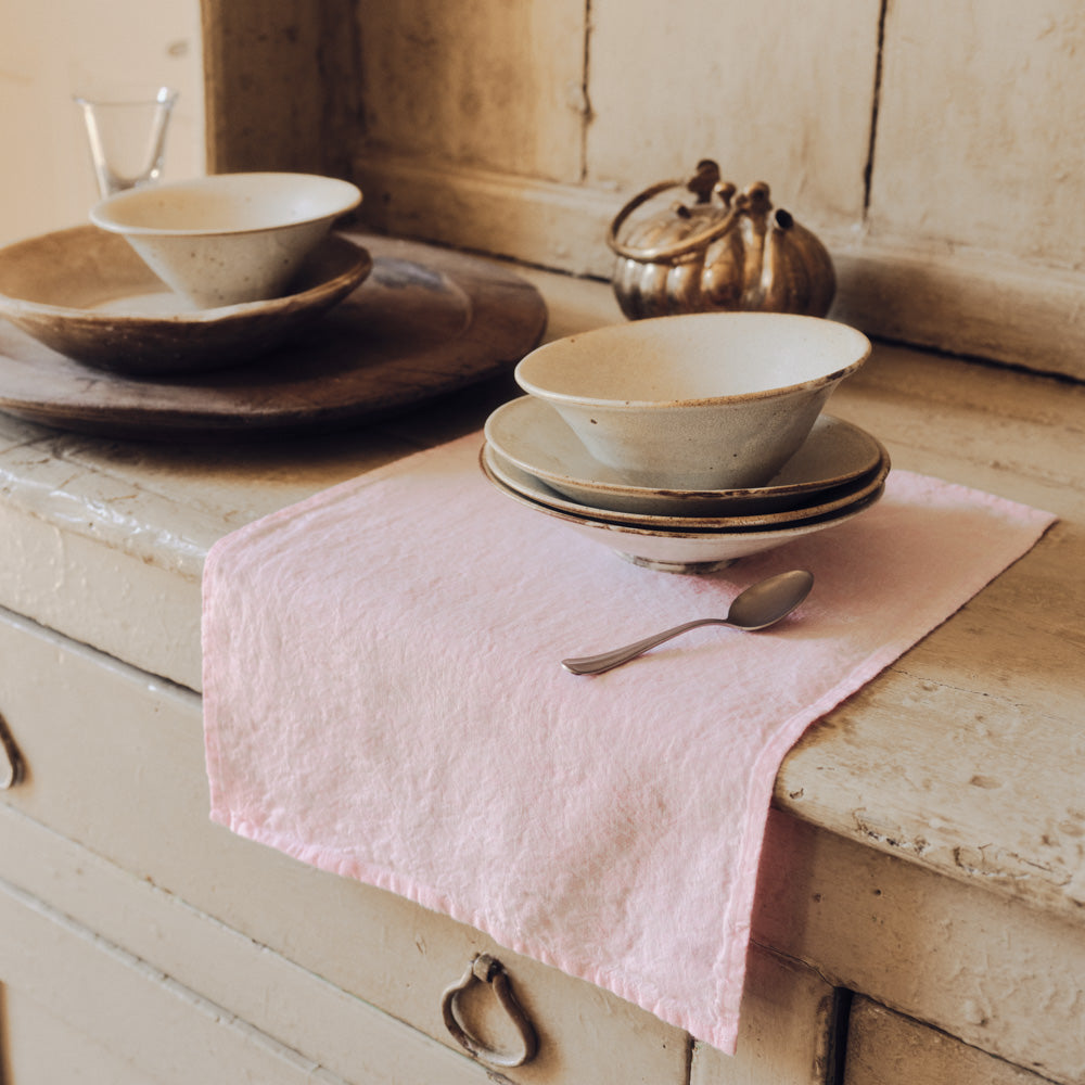 Set de table en lin lavé - Rose Granité