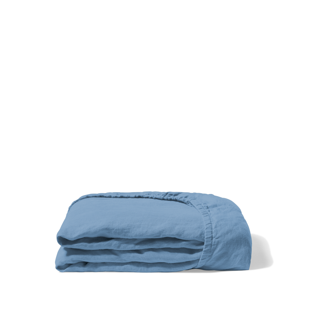 Drap-housse en lin lavé - Bleu Primaire