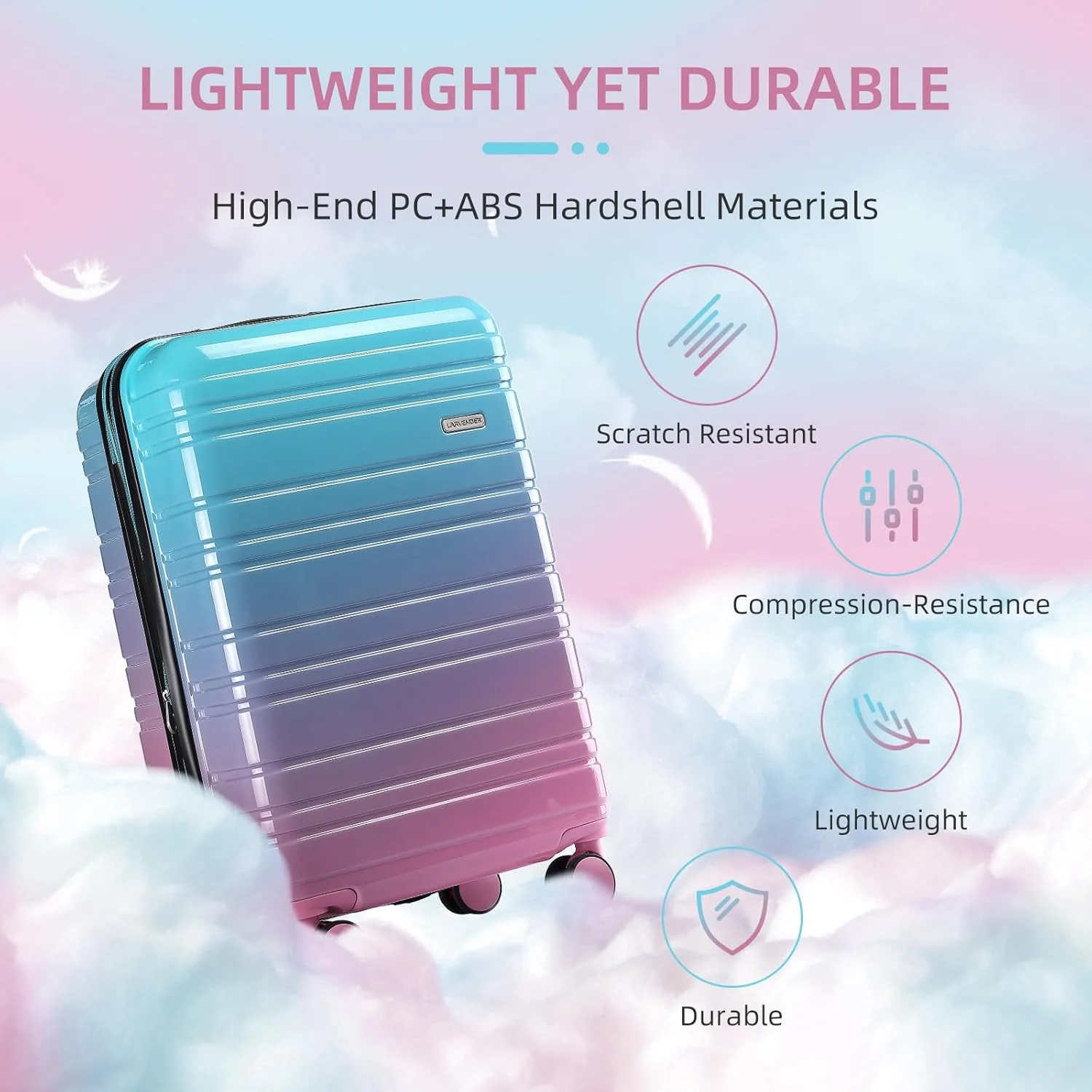 6-piece luggage set, expandable hardshell suitcase set with spinner wheels, lightweight rolling luggage set