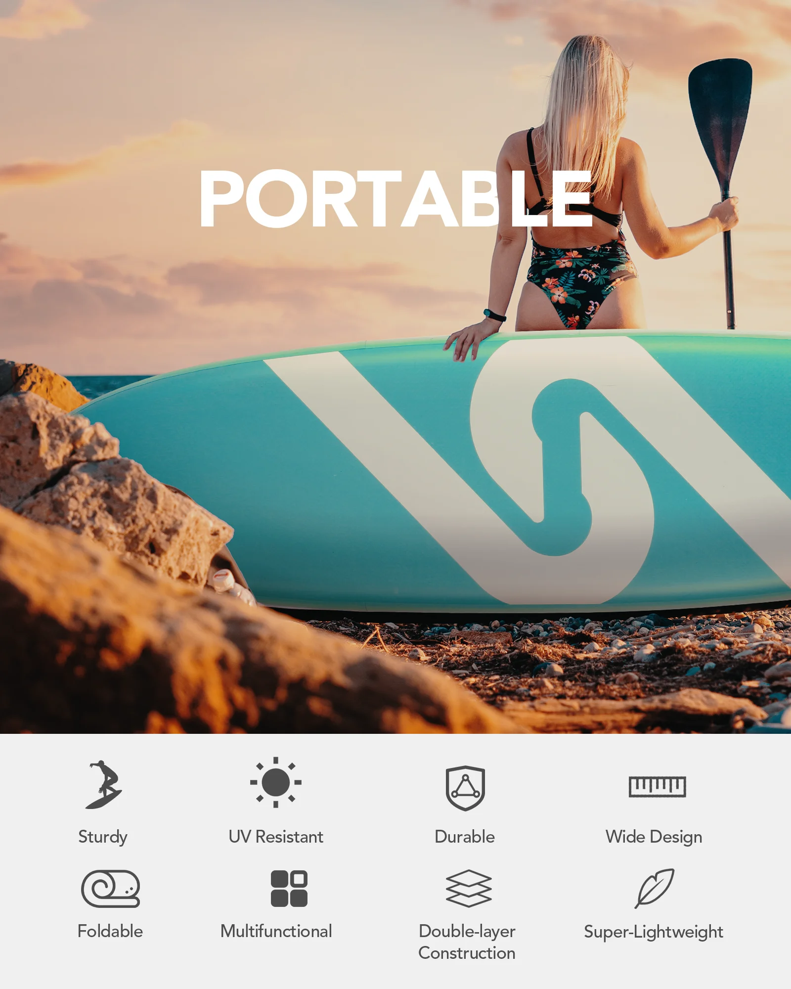 Naipo Inflatable Paddle Board 10FT Stand up Paddle Board 10' SUP 6 in.Thick Board Carry Bag & Fast Pumping Green - Image 5