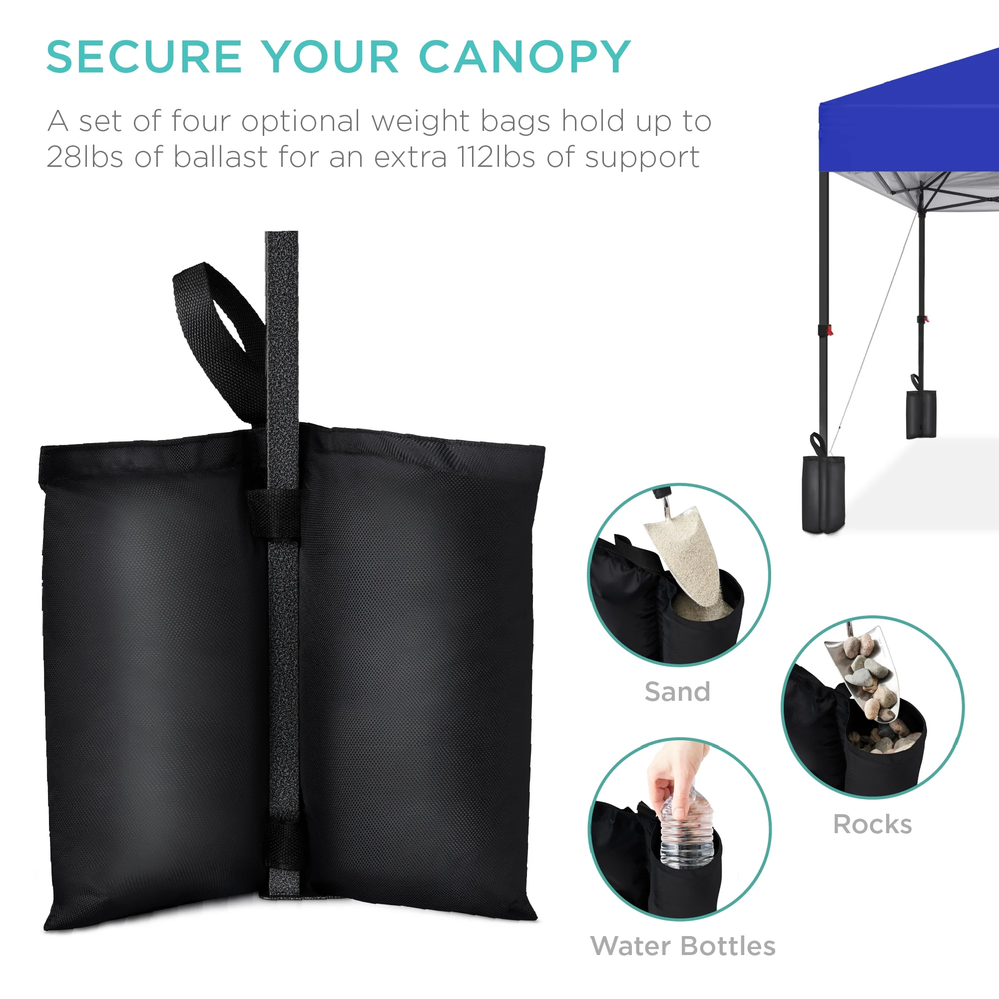 Best Choice Products 10x10ft Easy Setup Pop Up Canopy w/ 1-Button Setup, Wheeled Case, 4 Weight Bags - White - Image 214