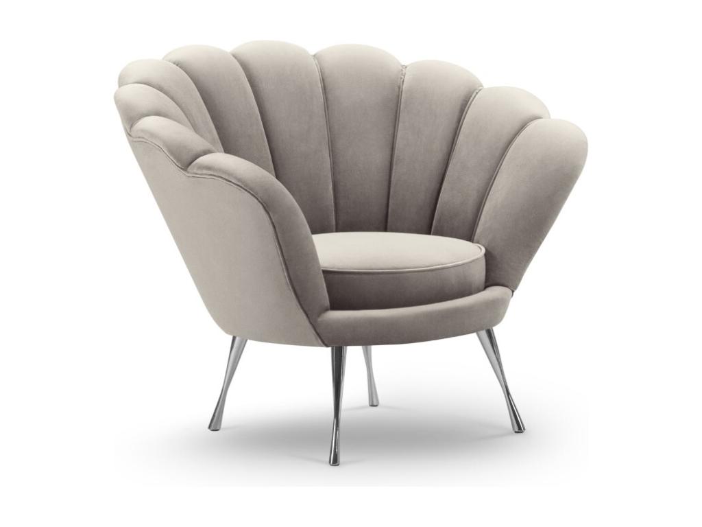Sillón Cozovis de terciopelo beige claro - 98x78x76cm