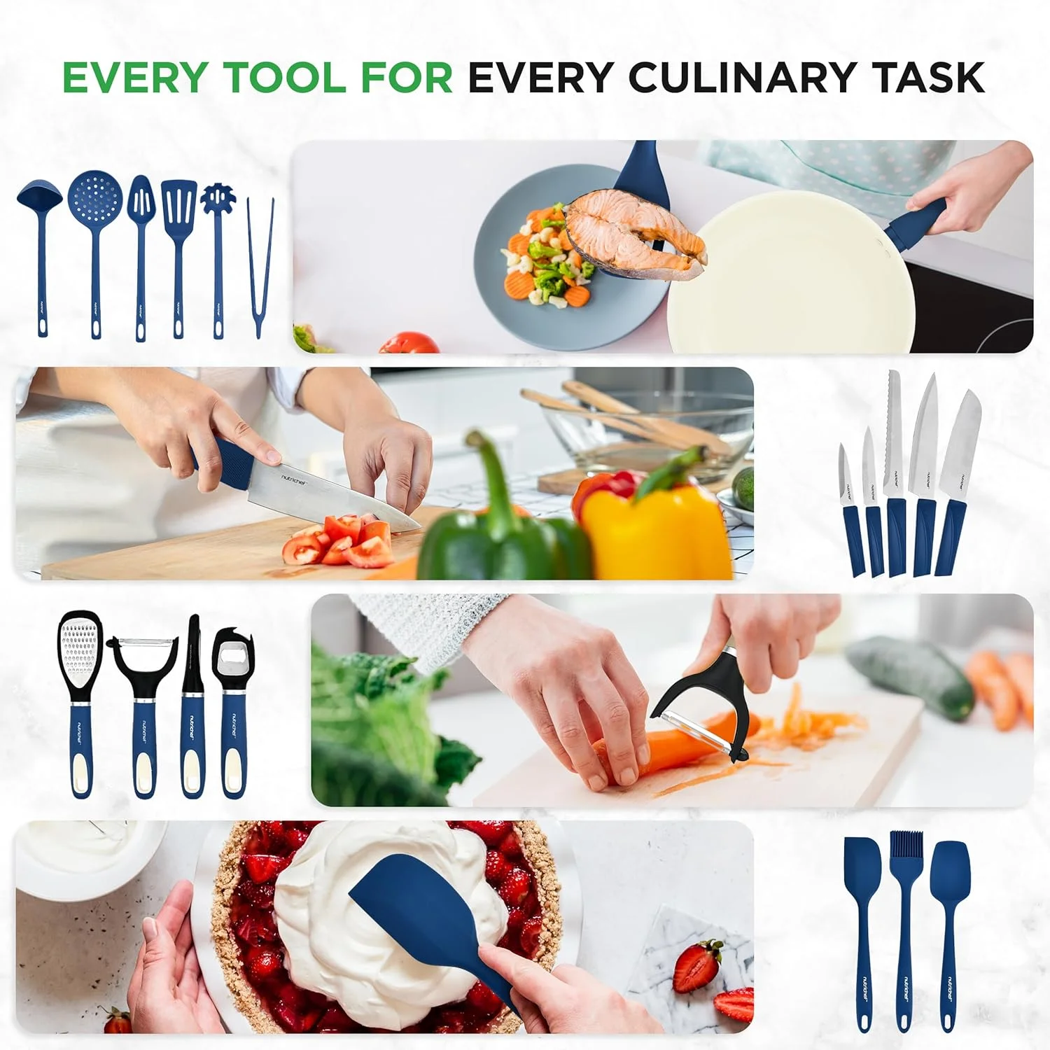 54-Piece Kitchen Cookware Set -C Complete Non-Stick Ceramic Pots and Pans Set with Utensils, Bakeware, and Knife Set, Gas, Electric & Induction Compatible, Blush Pink Kitchen Essentials - Image 8