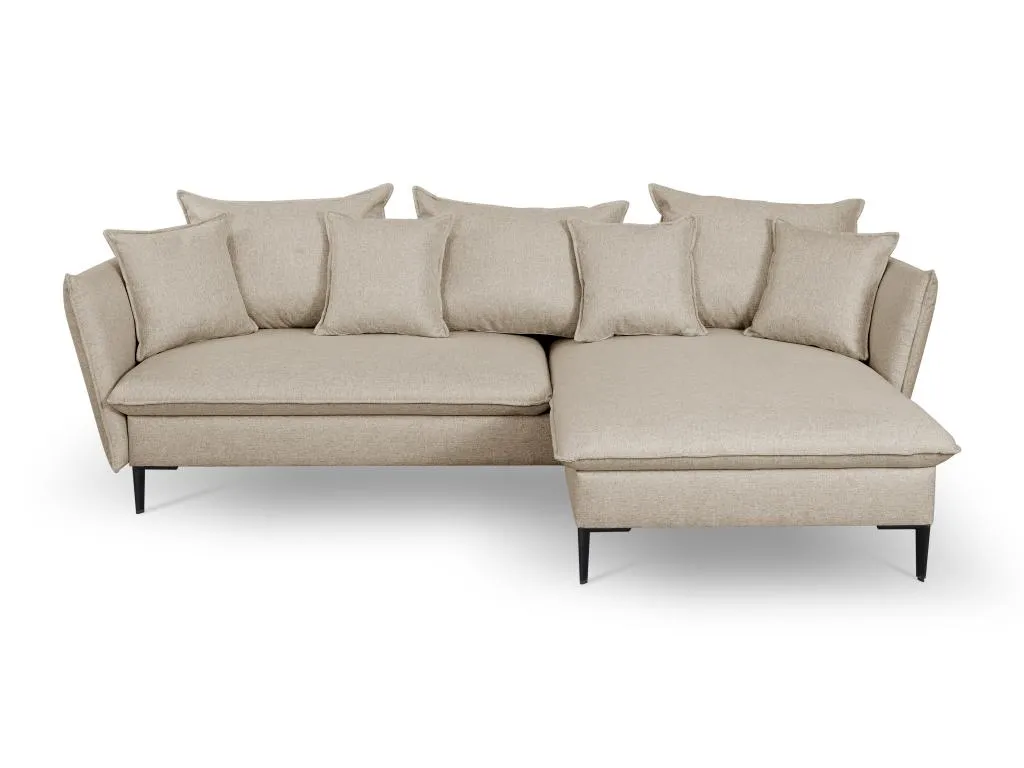 Sofá cama rinconera de tela beige Sancaldeco - Ángulo derecho MSRV16028