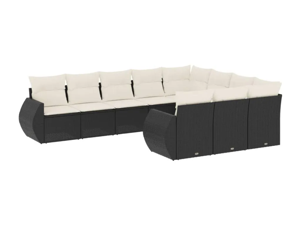 Conjunto de sofás de exterior de 10 piezas con cojines en ratán sintético negro  YF0346322