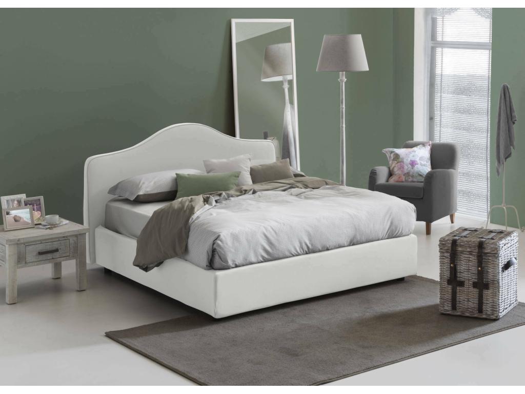 Cama doble Joliven Cama contenedor con revestimiento de Made in Italy Apertura frontal con colchón de 160x200 cm incluido