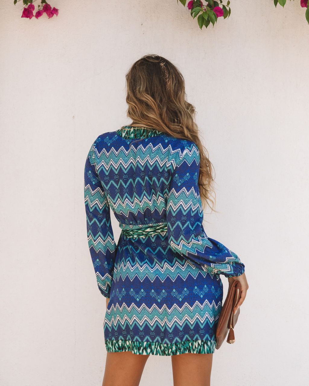 Sunset On The Sea Printed Wrap Dress - Blue Multi - FINAL SALE - Se7enfashion