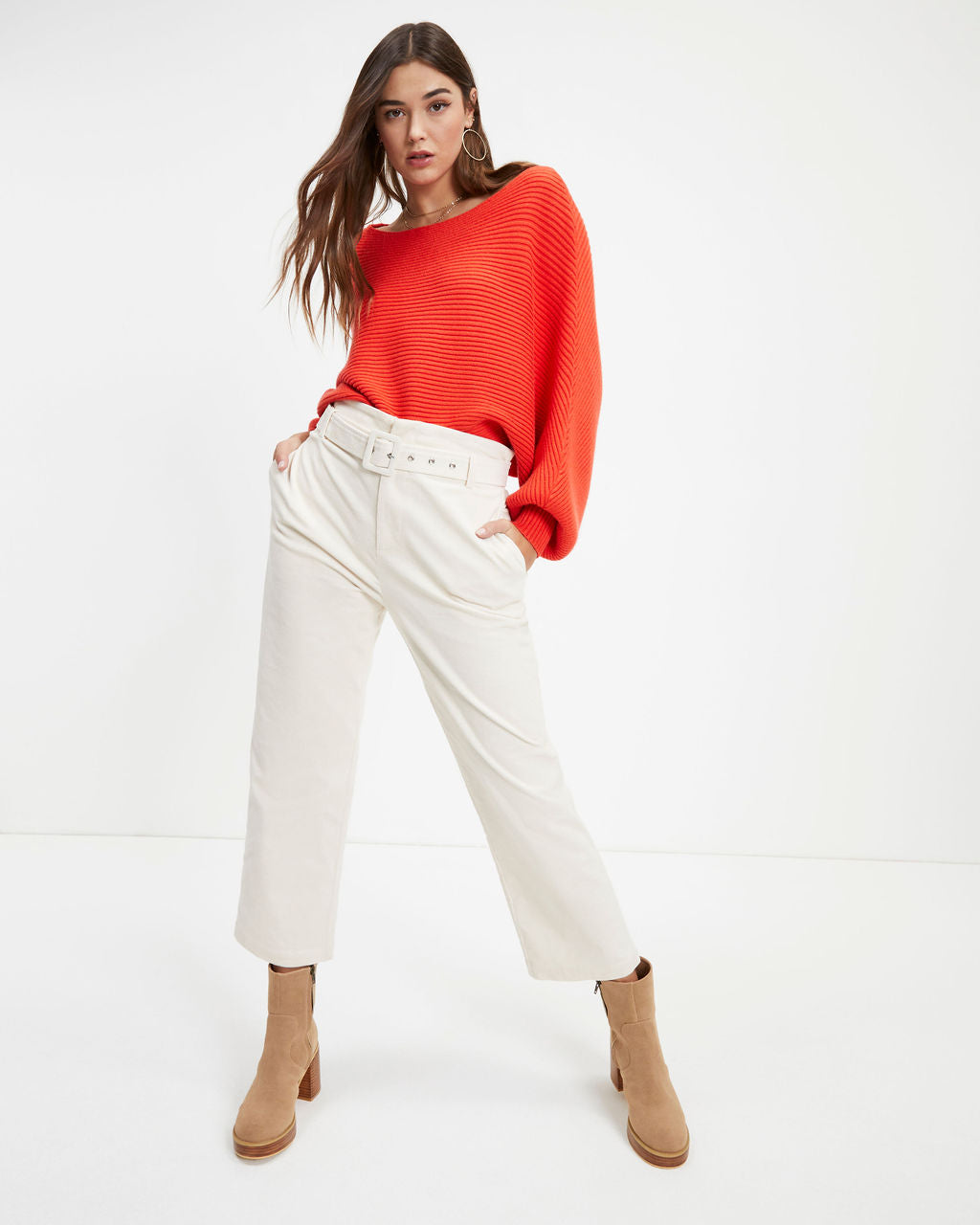 Normandie Knit Boat Neck Pullover Sweater - Poppy - Se7enfashion