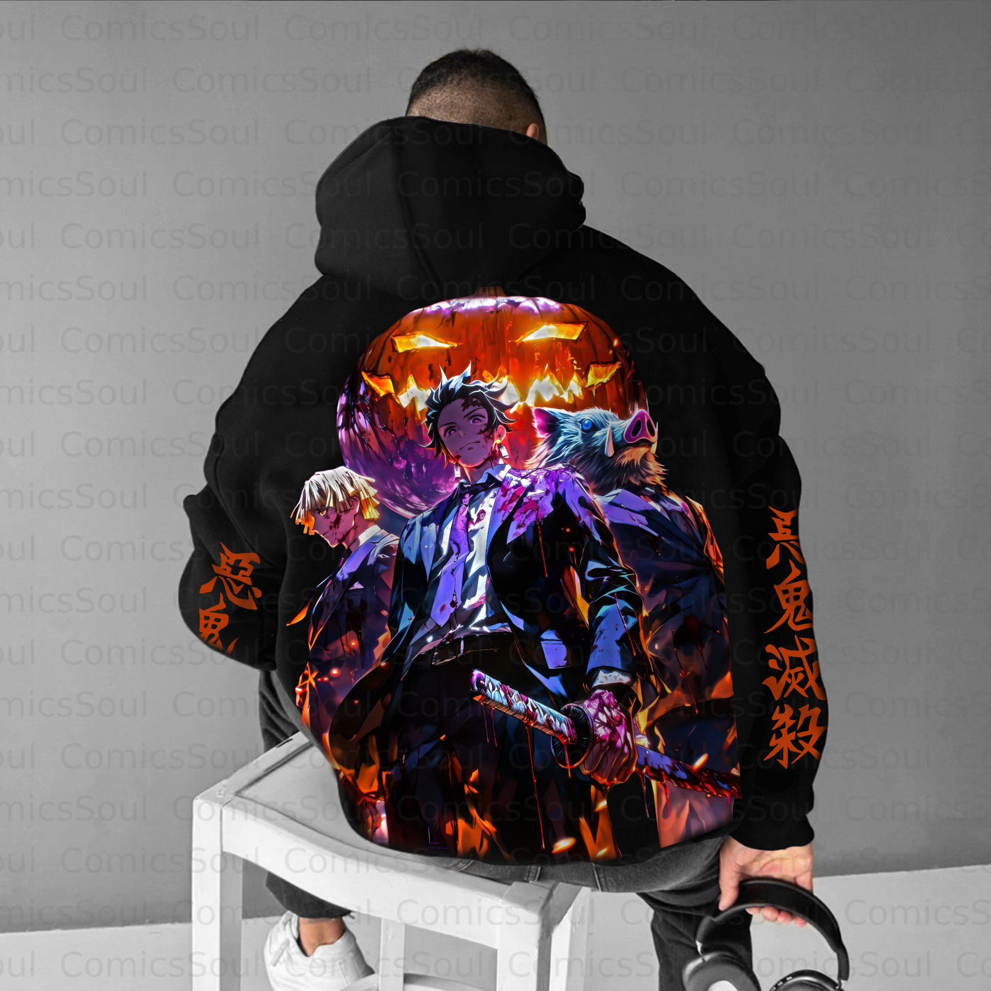 Unisex Halloween Anime Graphic Streetwear Vintage Hoodie