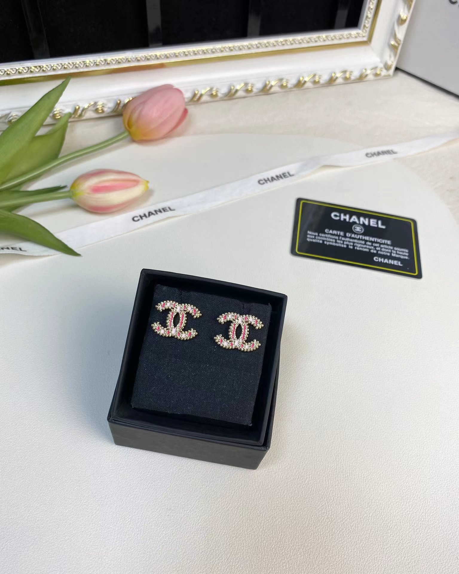 Chanel Enamel Pink Double C Earrings - Original Replica Club