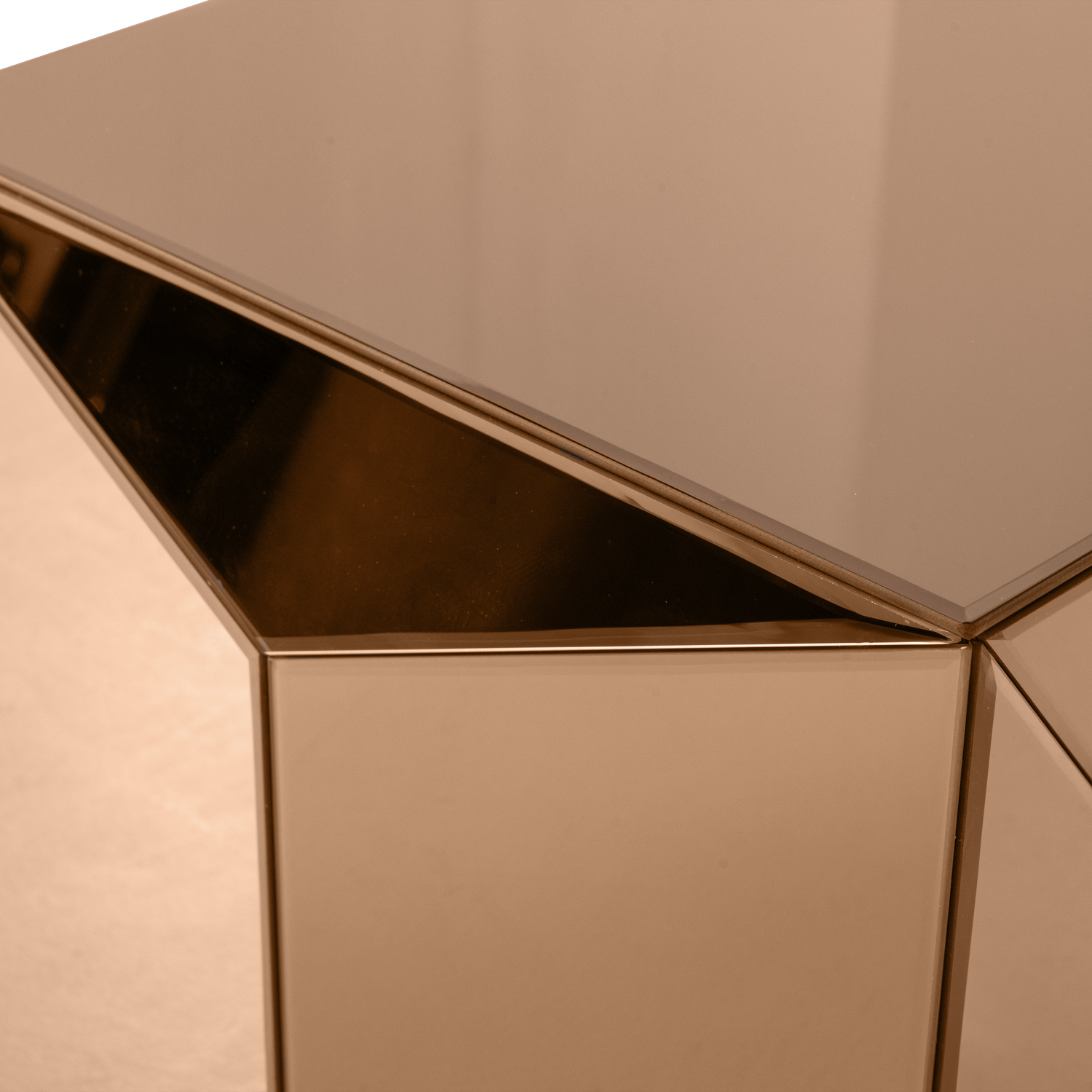 WOOOD Glintz Bijzettafel - Hout Spiegelglas - Bruin - 40x40x40