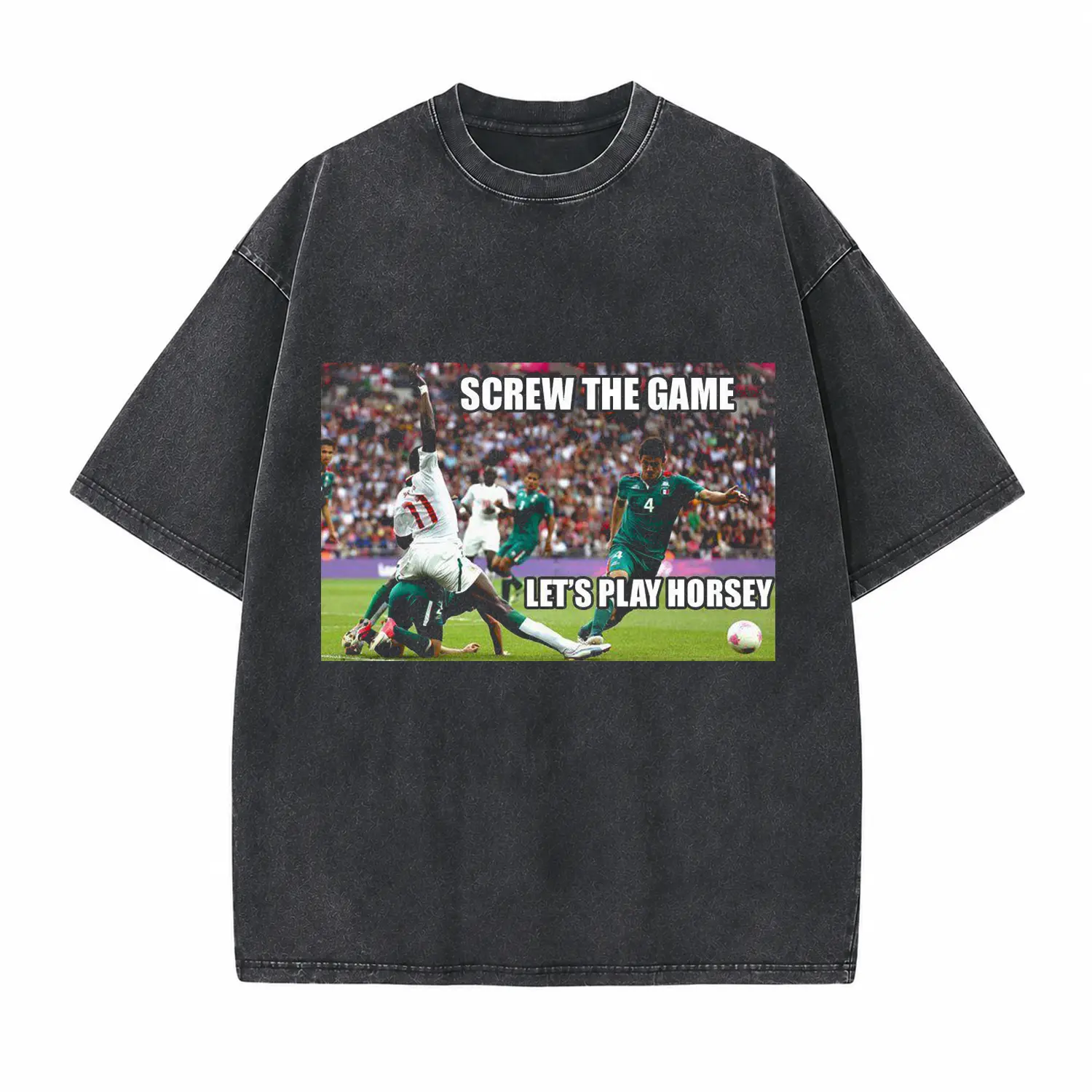 Soccer Star Match Humor Printed Unisex Washed T-Shirt