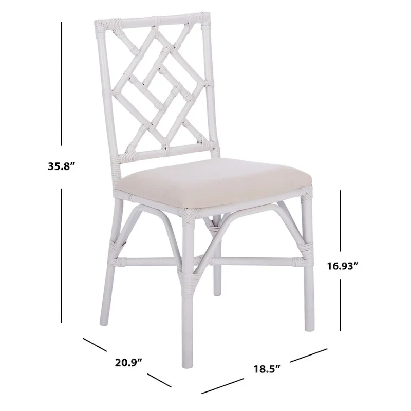 Set of 2 SAFAVIEH Maye Rattan Accent Chairs with Cushions - Dimensions: 18.5" W x 20.9" L x 35.8" H