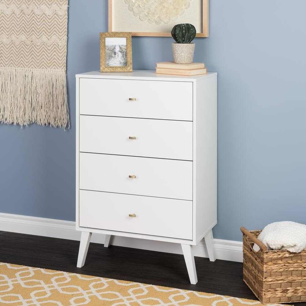 WAYFAIR Prepac Milo Mid-Century Modern 4 Drawer Chest Of Drawers, Contemporary Bedroom Furniture, Small Dresser For Bedroom