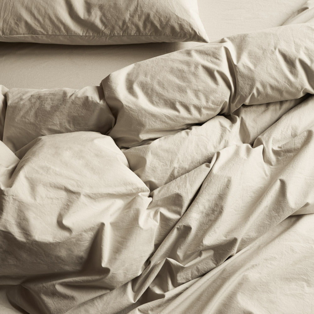 Housse de couette en percale de coton - Beige Dune