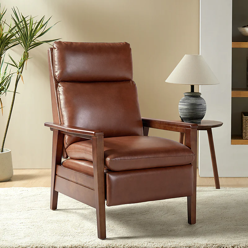 WAYFAIR Rainer Timeless Elegance Faux Leather Solid Wood Recliner