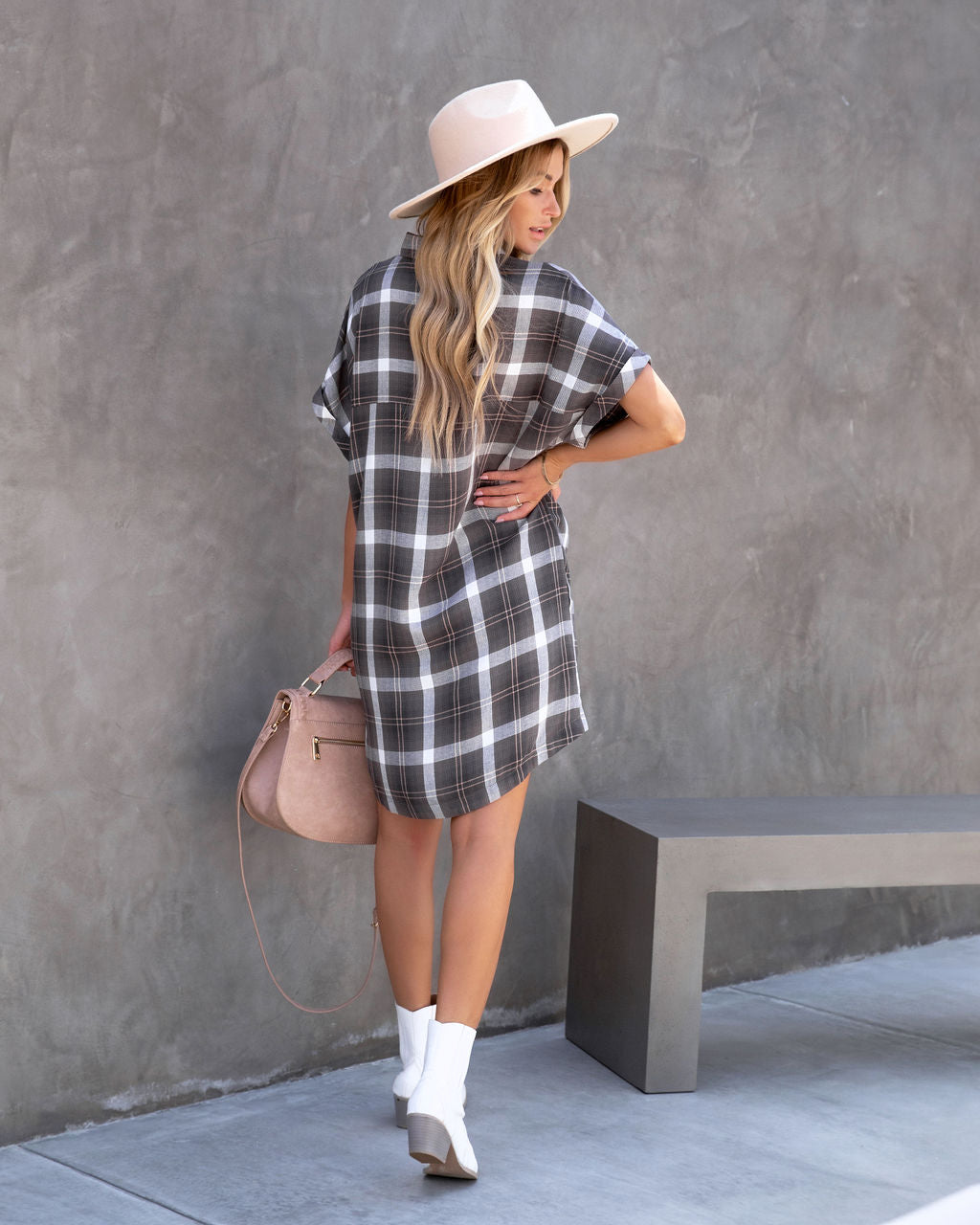 Harriet Plaid Pocketed Shirt Dress - SALE - Se7enfashion