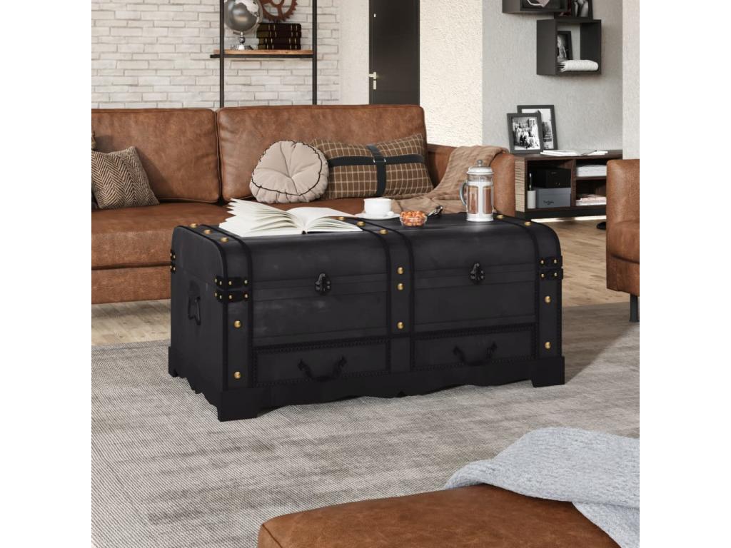 Cómoda de almacenamiento de madera grande Negro