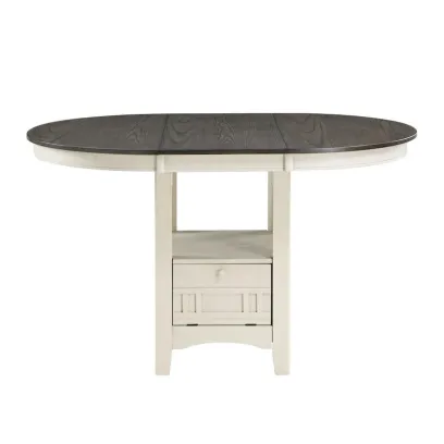 Glee Extendable Counter Height Table (42-60 Inches) in Antique White and Brown
