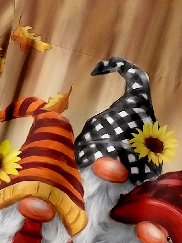 Thanksgiving Gnomes Chest Pocket Short Sleeve Casual Shirt