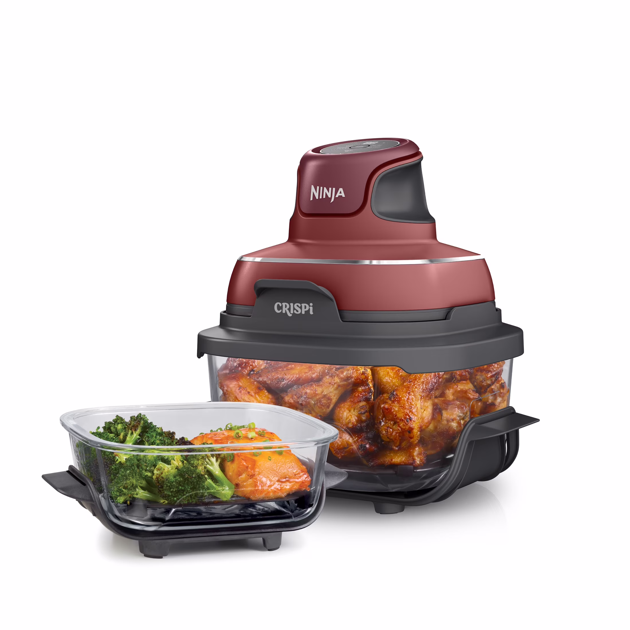 Ninja Crispi 3-in-1 Portable Glass Air Fryer Cooking System, 1500W, 4-Qt & 5-Cup TempWare Glass Containers with Storage Lids, Microwave, Freezer & Dishwasher Safe, White, FN100WH - Image 3