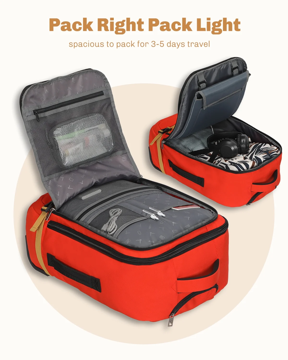 Hynes Eagle 22" Hybrid Carry-On Luggage, Softside Rolling Backpack, Grey - Image 52