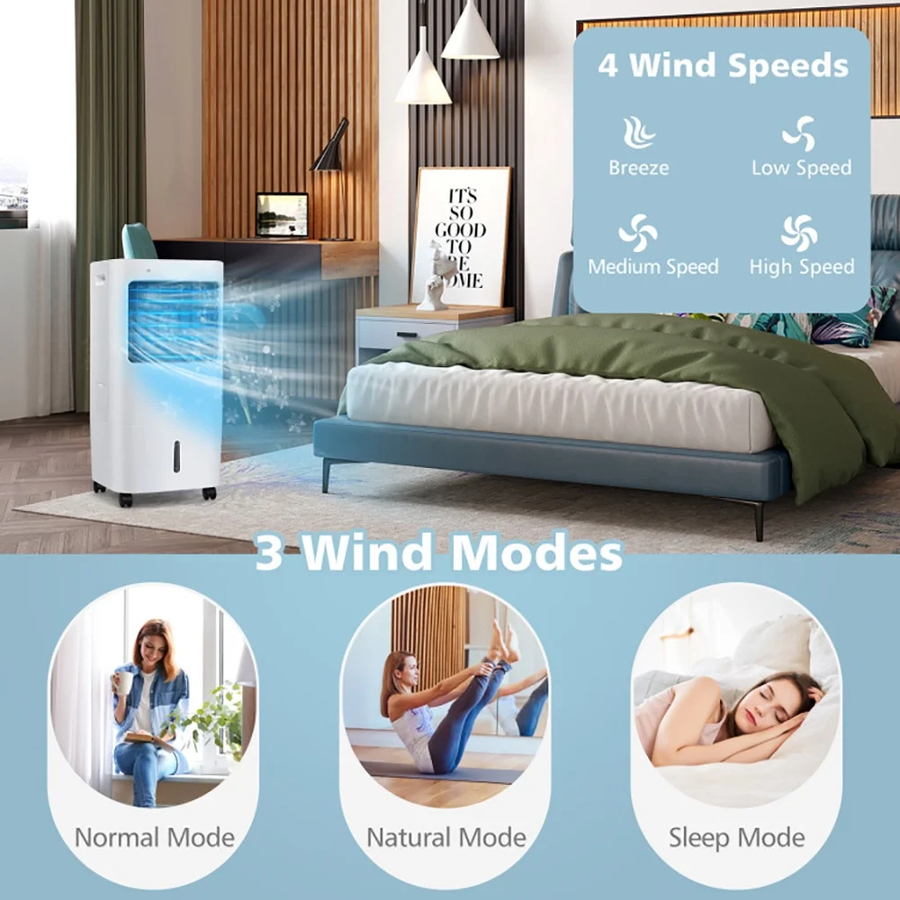 Spaco Evaporative Portable Air Cooler Fan w/ Remote Control, Air Conditioners, Mist Cooling Fan, Portable Ac Units for Rooms, Bedroom, Office, White - Image 4