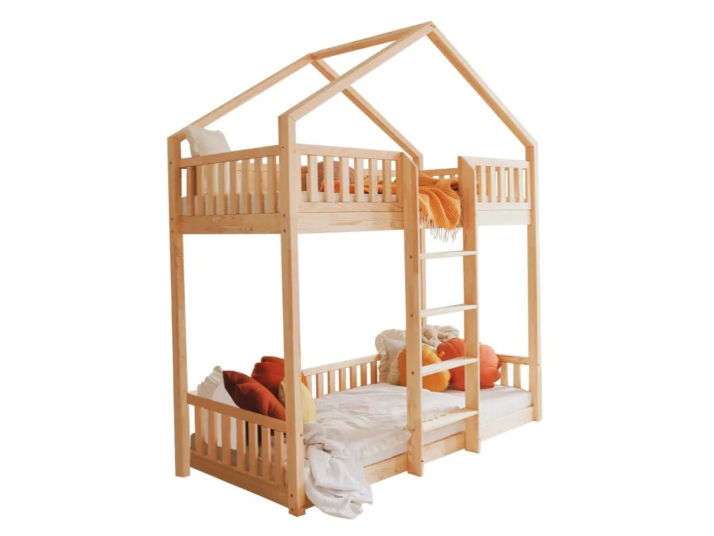 Litera cabaña 90x190 con barandilla y somier patas de 1 cm Hogarve mefb53627