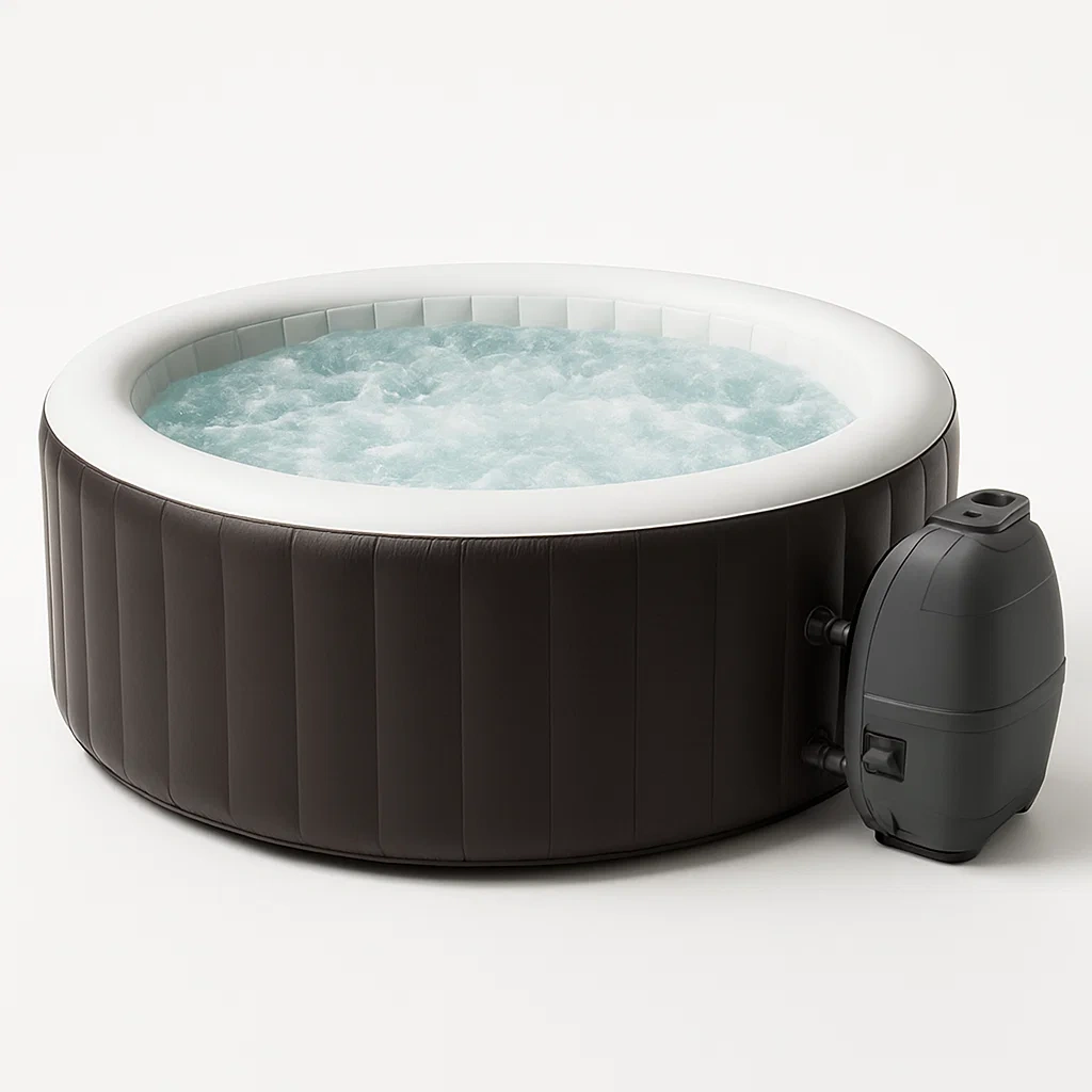 Spas hinchables 196x196x71 cm 4 personas redondo Marrón/blanco lyBQjgB373fD