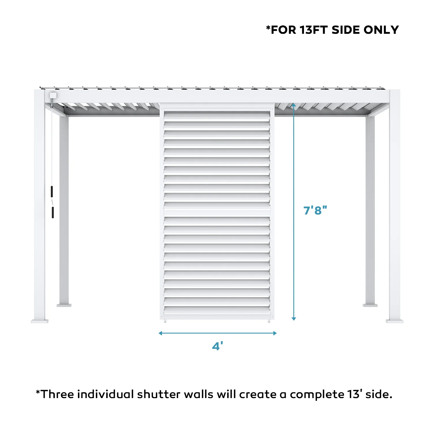 Mirador 10'x10' 111S Outdoor Pergola Accessories-Aluminum Fixed Shutter Wall, Dark Gray - Image 13