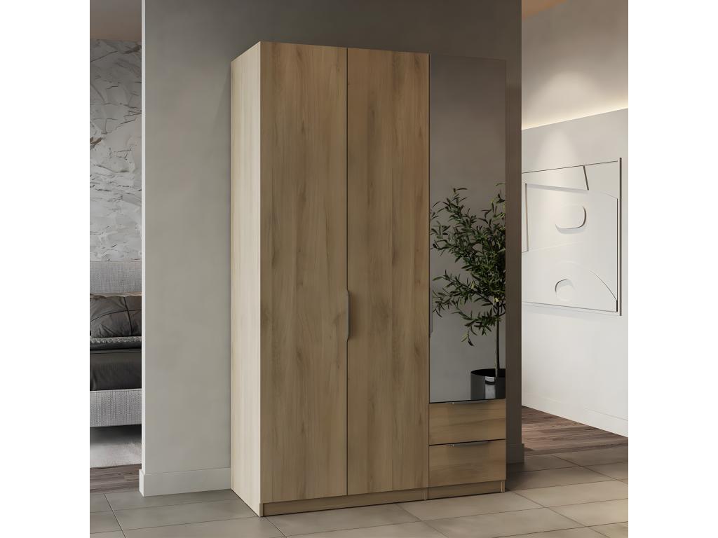 Armario 3 puertas - 2 cajones y 1 espejo Homelyvo - L119 - 4 cm