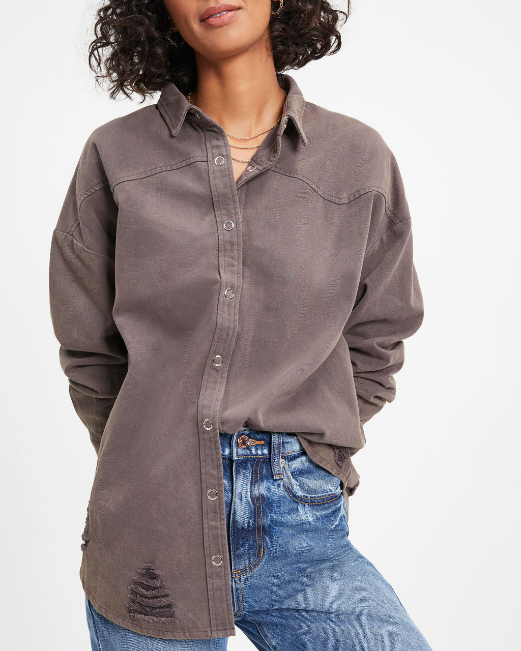Colton Cotton Distressed Denim Jacket - Charcoal - Se7enfashion