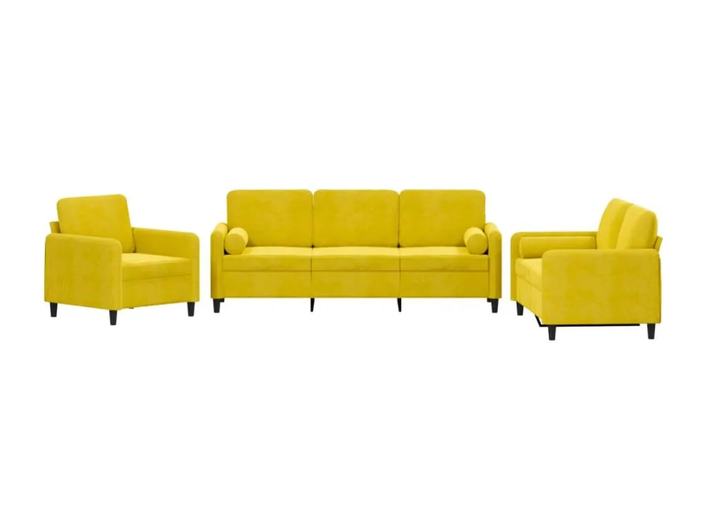 Juego de sofás con cojines 3 piezas terciopelo amarillo 06675WQWG